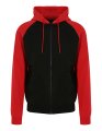 Baseball Hoodie AWDis JH063 jet black-fire red